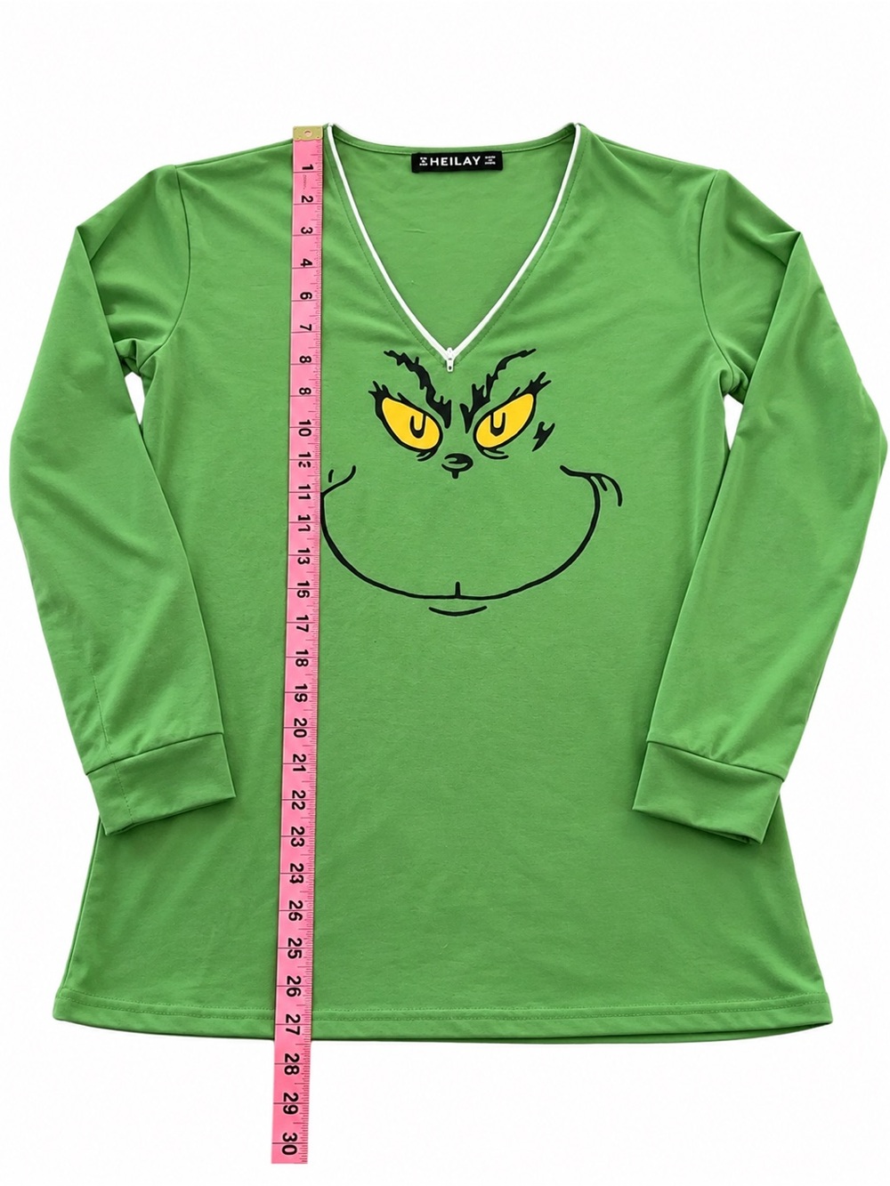 Dr. Seuss The Grinch V-Neck Long Sleeve Shirt - Women's Size LG